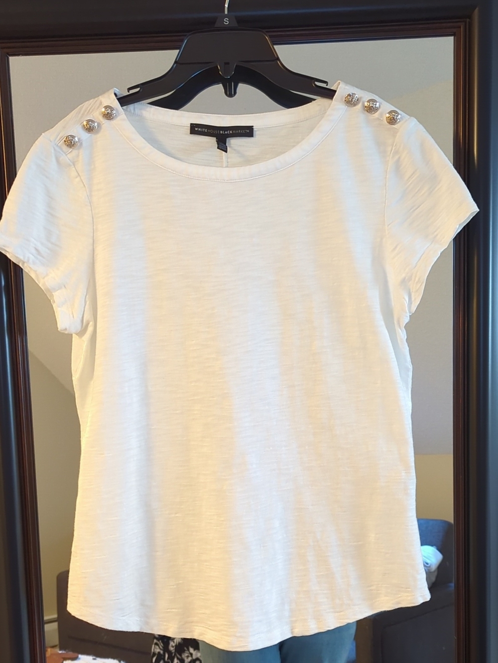 White Short-Sleeve Button-Shoulder Tee by White House Black Market